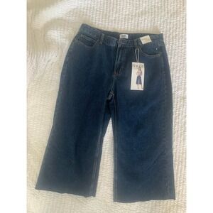 Simple Society Baggy Capri Jeans Indigo Blue Wide Leg Raw Hem 13/31 24050-D-F2